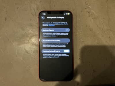 iPhone 12 product red 64gb storage 86 percent battery life