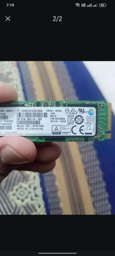 M. 2 NVME 128GB SSD Genuine Quality