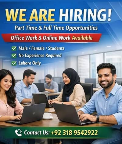 part -time & full- time Staff required - Online Offline work