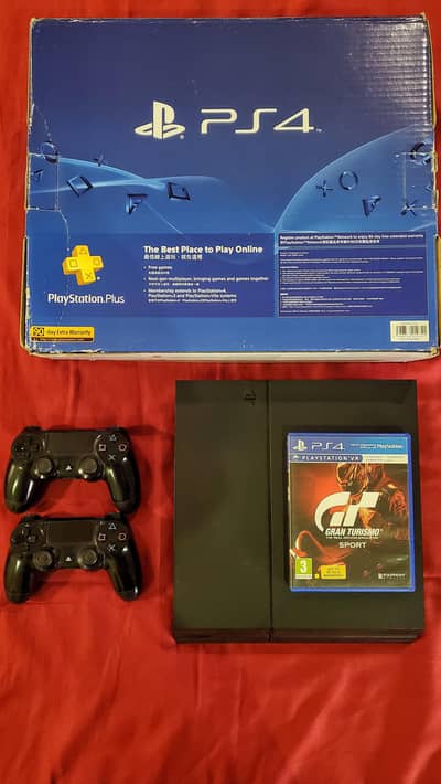 PS4 Fat with Box & 2 Controllers (PS Plus Active Till Sep 2026)