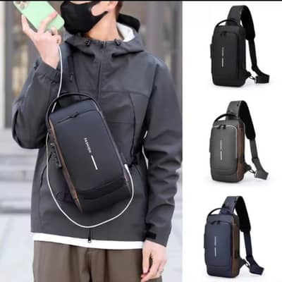 Fashion Sling Bag Pack with Lock Waterproof Anti-Theft Chest Bag