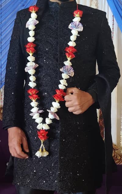 Black sherwani | embroidered sherwani | dulha dress
