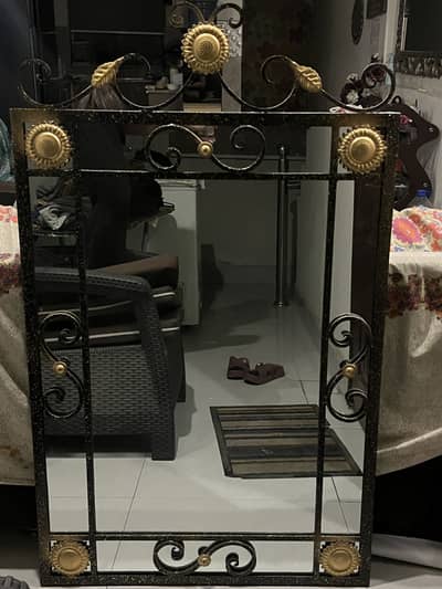 Antique rod iron mirror