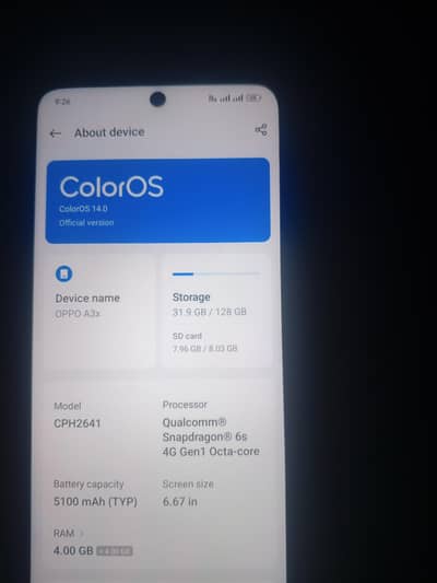 Oppo A3x 4+4 128