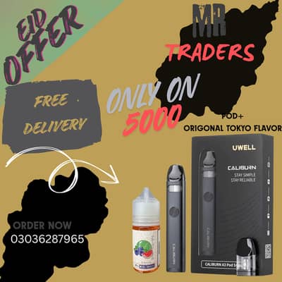Uwell Caliburn A3 Pod Kit + Tokyo Flavor E-Liquid | Free Delivery