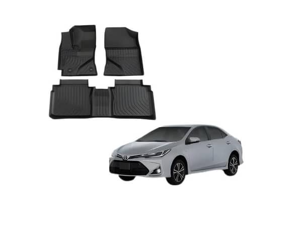 Toyota Corolla 2014–2023 Custom Fit Floor Mats | 3 Pcs Black Rubber Coated | Waterproof & Anti-Slip