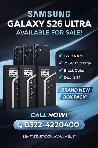 Samsung Galaxy S26 Ultra 12GB 256GB Black Dual SIM Brand New Box Pack