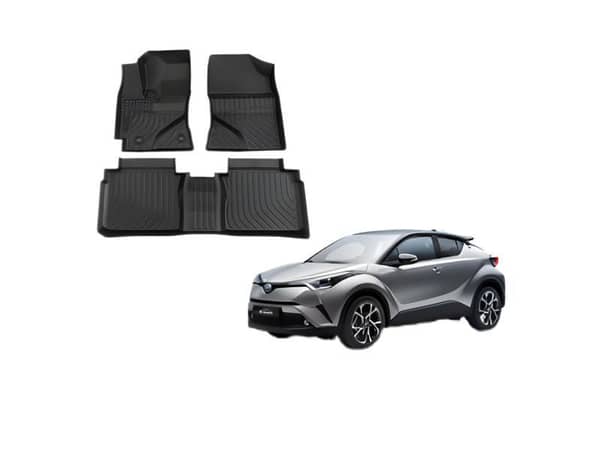 Toyota C-HR 2016–2025 Custom Fit Floor Mats | 3 Pcs Black Rubber Coated | Waterproof & Anti-Slip