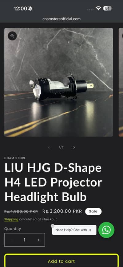 LIU HJG D-Shape H4 LED Projector Headlight Bulb