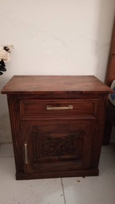 King size Wooden bed with 2 side tables including mattress.