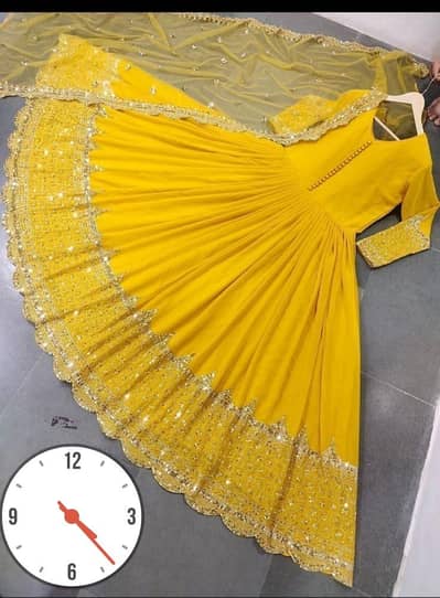 Chiffon Maxi Arrival || border sleeves embroidery