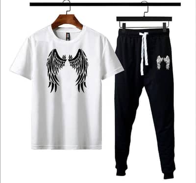 Premium Angel Wings T-Shirt & Pant Set - Stylish Casual Outfit (S,M,L)