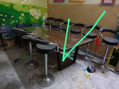 Conference table ( iron ) with wood/ glass top