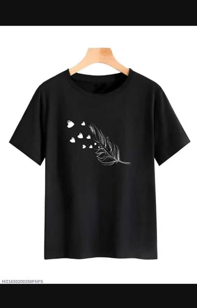 Men Black feather  Heart Print T-shirt