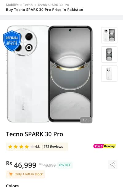 Tecno spark 30pro 8/128 GB full box New mobile
