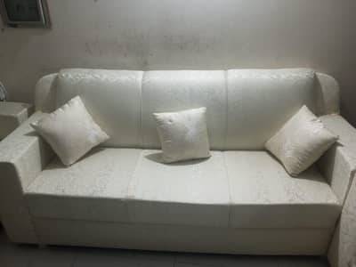 White Laminated Sofa for Sale – Good Condition