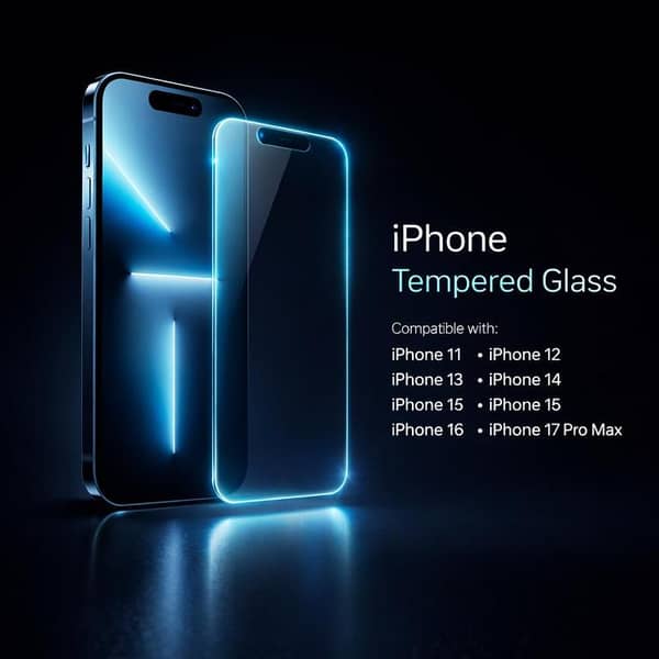 Tempered Glass for iPhone 17 Pro Max, 17 Pro, 17 Plus, 17, 16 Pro Max, 16 Pro, 16 Plus, 16, 15 Pro Max, 15 Pro, 15 Plus, 15, 14 Pro Max, 14 Pro, 14 Plus, 14, 13 Pro Max, 13 Pro, 13, 13 Mini, 12 Pro Max, 12 Pro, 12, 12 Mini, 11 Pro Max, 11 Pro, 11