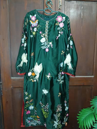 3 piece embroidered silk dress