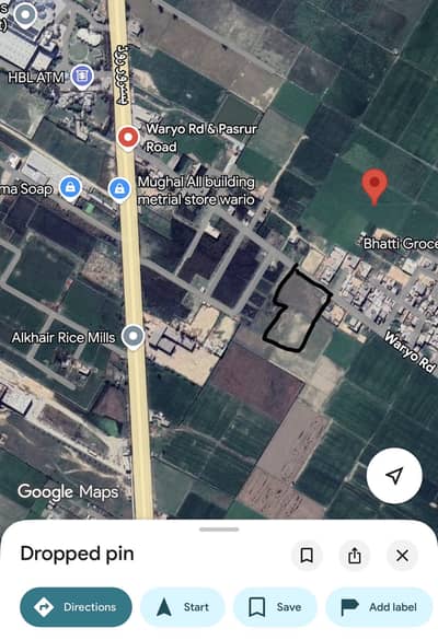 557 Marla land For Sale Main Waryo Road Pasrur Front 250ft Urgent Sale