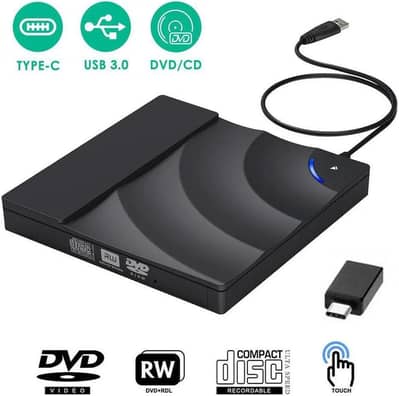 External DVD Drive SB 3.0 Type C CD Drive, Dual Port DVD Player,