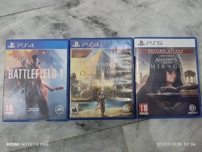Assassin Creed origins, Assassin's creed Mirage and Battlefield 1