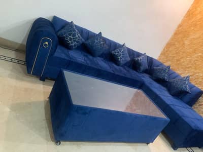6 seaters L SHAPED SOFA SET & CENTER TABLE SALE IN FAISLABAD