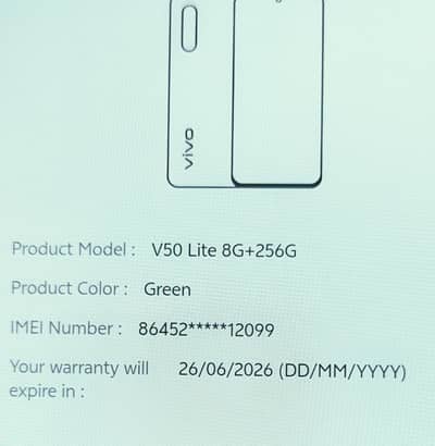 v50 lite 4 month waranty baqi hai new j sa hai