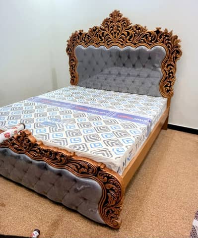 Bed King Size with side tables dressing glass polish