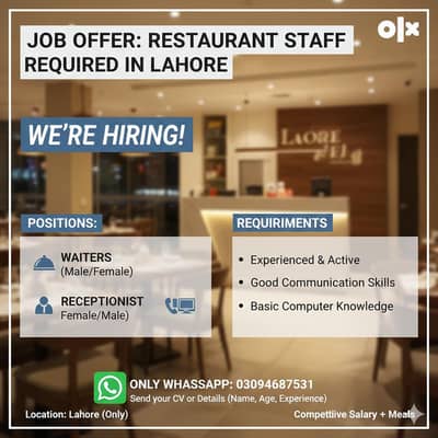 Restaurant jobs in lahore