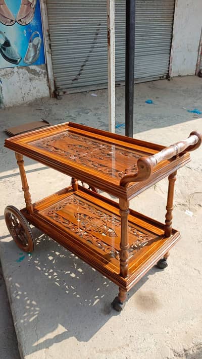 Brand New Solid Shesham tea trolly