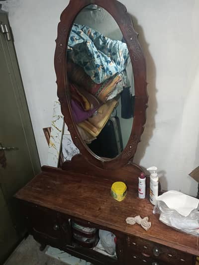 pure wood dressing table with mirror and drawers