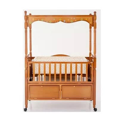 Wooden Baby Cot with Bedding, Pillow and cushion