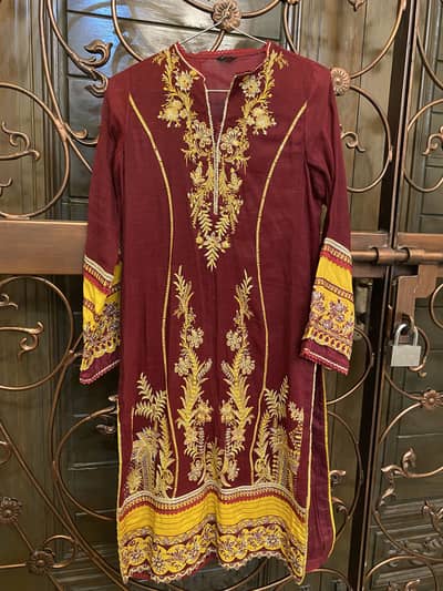 Heavily Embroidered Maroon Dress