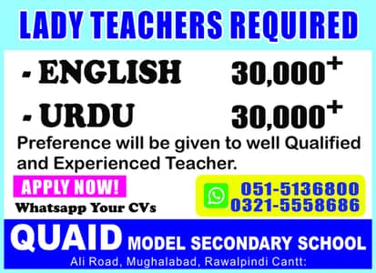 LADY TEACHER REQURIED