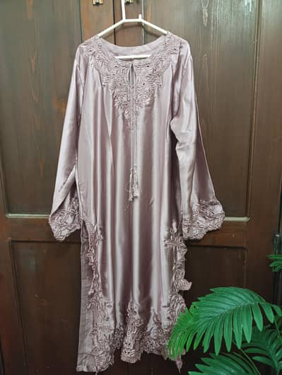 3 piece embroidered silk dress