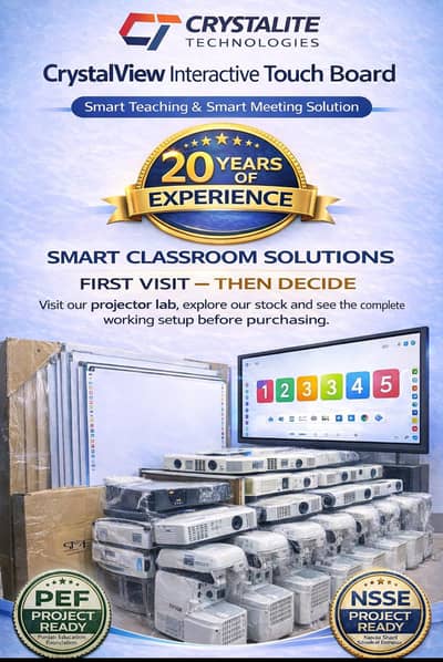 Interactive touch boards and LEDs  in all sizes short throw projector