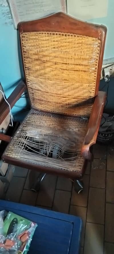 revolving wooden chair