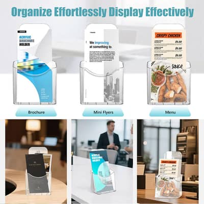Acrylic Brochure Holder Stand Table and Wall mount Flyer Rack