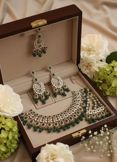 Festive or bridal style with the Emerald Radiance Jewelry