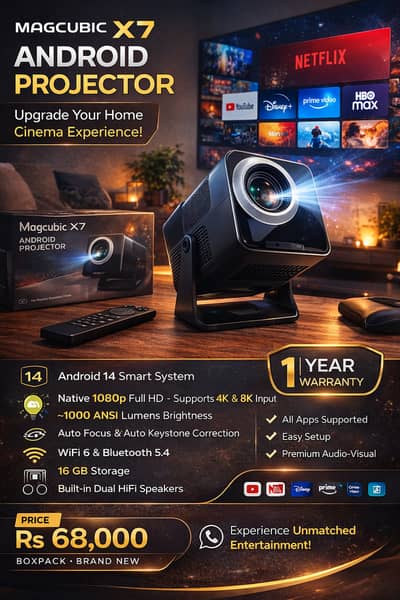 magcubic x7 android projector 1080p 4k 8k wifi6 bluetooth 16gb
