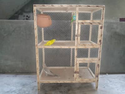 Parrots wooden double cage 