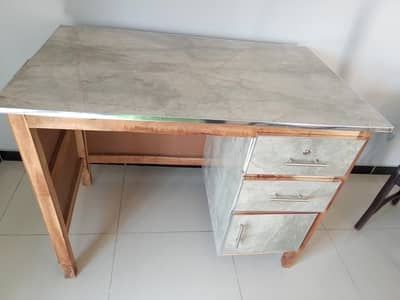 wooden console table with drawers _ with sheet