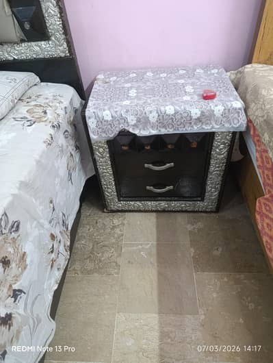 double complete bed set. two side tables, spring matters and dressing