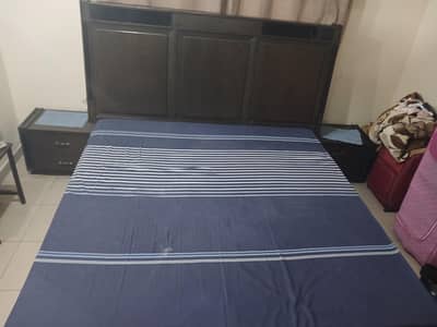 king size bed(without matress) , with side tables and dressing table
