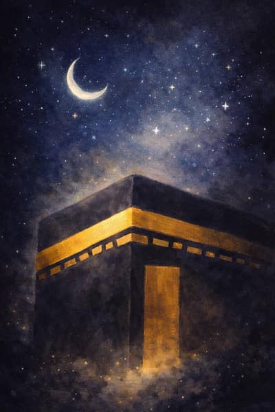 Kaaba with the starry night