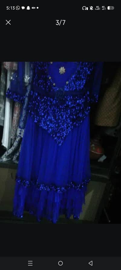 blue colored long maxi with trouser included
