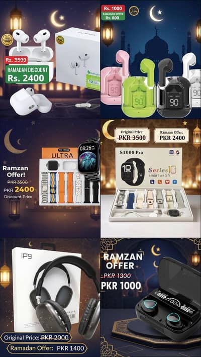 Airpods/Airbuds, headphones and Full- Featured Smartwatches.