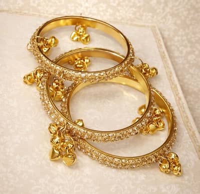 kashmiri bangles set of three . full of stone