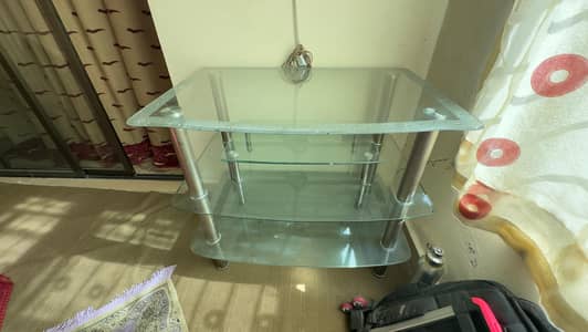 Tv stand or decoration table tempered glass 4 storage layers