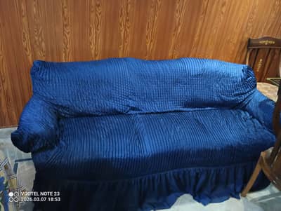 5 seater sofa set with new blue sofa cover